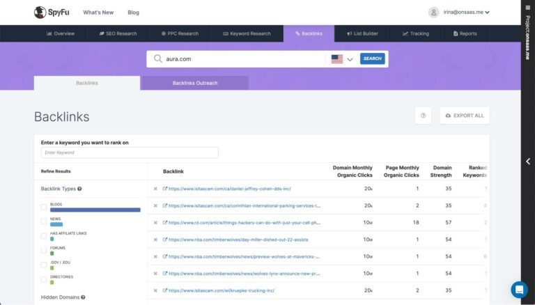 SpyFu Backlinks
