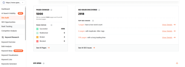 ubersuggest site audit